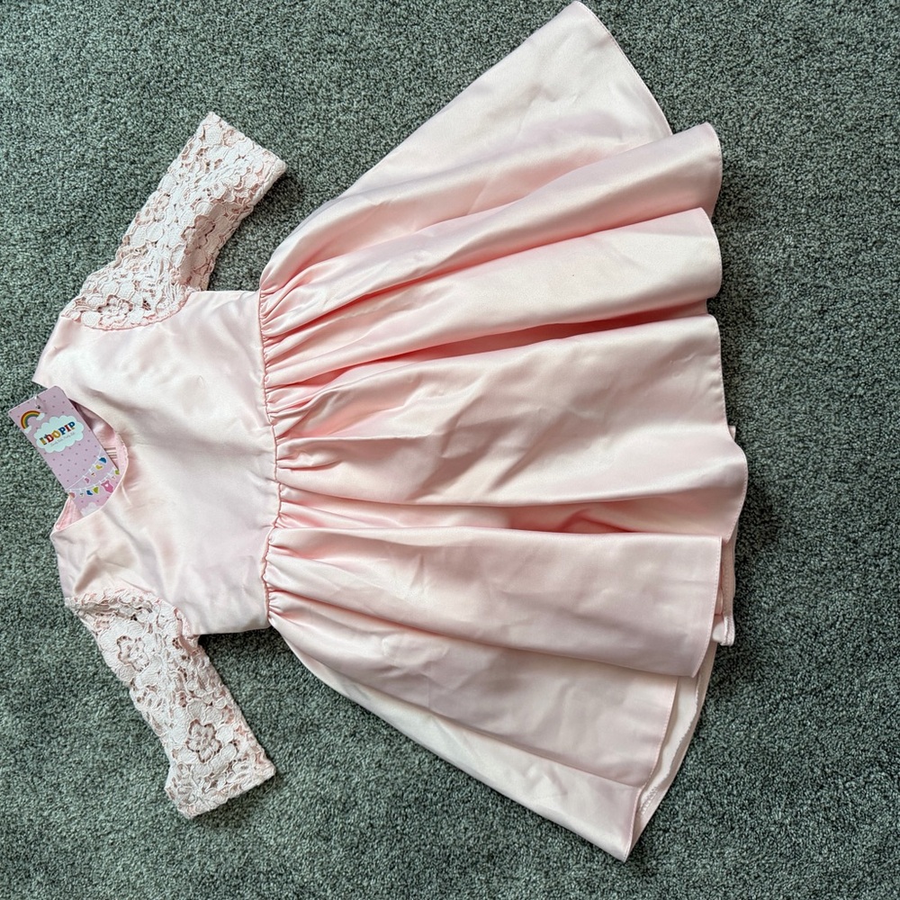 Pink Lace Sleeve Dress